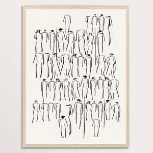 Vintage Zeichnung – Menschen | Abstrakte Skizze Kunst, minimalistische Wandkunst, Aktzeichnung