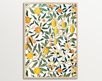 Lámina de William Morris, arte mural Art Nouveau, lámina para cocina, arte mural de limones