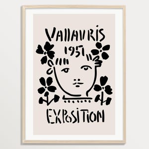 Picasso Print EXPOSITION | Abstract Face Print, Vallauris Picasso Exhibition Poster, Line Drawing Wall Art