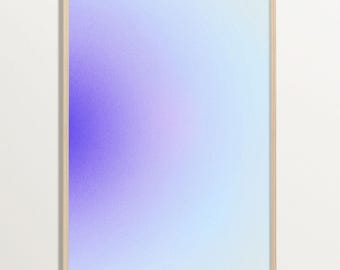 Soft Violet Blue Gradient Wall Art – Minimalist Abstract Poster, Modern Aura Art Print, Calming Pastel Decor for Living Room or Office