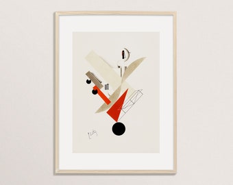 Bauhaus Print by El Lissitzky, Mid Century Art, Russian Abstract Wall Art