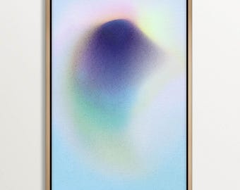 Minimalist Abstract Canvas Print, Blue & Purple Wall Art, Modern Gradient Artwork, Framed Contemporary Home Decor, Aura Canvas Wall Art