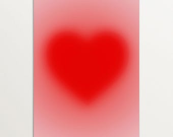 Gradient Heart Wall Art Print – Modern Abstract Poster, Minimal Valentine’s Decor