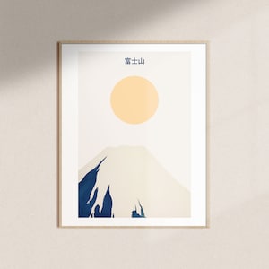 Japan Poster Sunrise above Mount Fuji | Vintage Holzschnitt Poster, Japandi Wandkunst, Mount Fuji Print