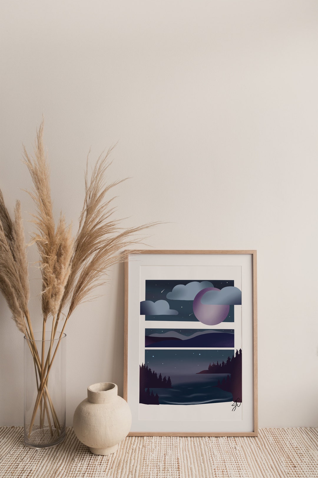 Modern Abstract Night Sky Illustration Downloadable Digital Art Print ...