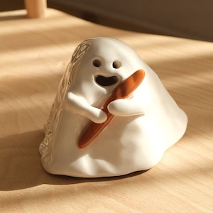 Baguette Ghost Ceramic Incense Burner Handmade Cute Ornament Halloween Decor Candle Holder Home Design Valentines Day Gift | Made to order