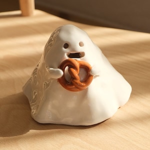 Pretzel Ghost Ceramic Incense Burner Handmade Cute Ornament Halloween Decor Candle Holder Home Design Valentines Day Gift Made to order