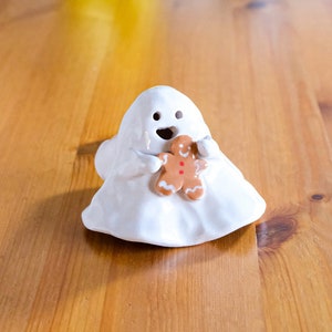 Gingerbread Man Ghost Ceramic Incense Burner Handmade Cute Ornament Christmas Decor Candle Holder Home Design image 1