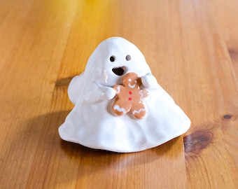 Handmade Ceramic Gingerbread Man Ghost Incense Burner - Christmas Decor