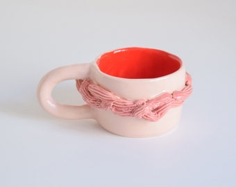 Redvelvet Cupcake Mug | Handmade Ceramic Mug, Unique, Cool, Fake Cake, Funny, Tea, Coffee Ceramic Mug to Gift
