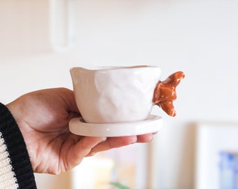 Taza de café espresso con forma de croissant, hecha a mano, regalo de Parisian Mornings