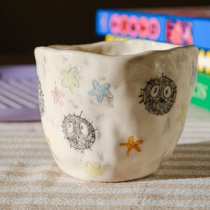 Handmade Soot Sprites Ceramic Mug: Totoro Inspired Pottery Cup