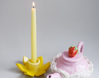 Daffodil Candlestick Holder, Floating Candle Holders, Unique Candle Holders, Ceramic Candle Holder