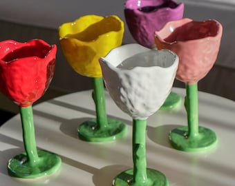 Handgemaakte keramische tulpbeker unieke bloem aardewerk beker wijnstok beker aardewerk beker aardewerk beker