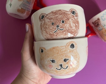 Teddy Bear in Love Bowl | Handmade Ceramic, Valentine's Day Gift, Kitchen Accessories, Decoration