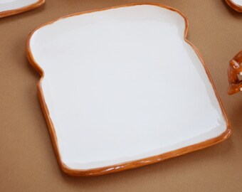 Toast Plate Handmade Ceramic | Pottery, Decorative, Unique, Funny, Bread, Appetizer, Dessert Plate, Kitchenware and Decor