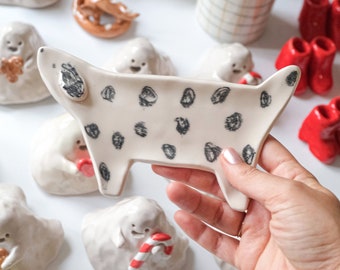 Dalmatian Dog Decorative Ceramic Plate Pottery Dish Unique Jewelry Stand Home Decoration Pet Lover Gift