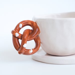 Pretzel Espresso Cup Handmade Ceramic Unique Cups for Coffee Lovers Home Kitchen Decoration Valentines Day Gift for her image 4