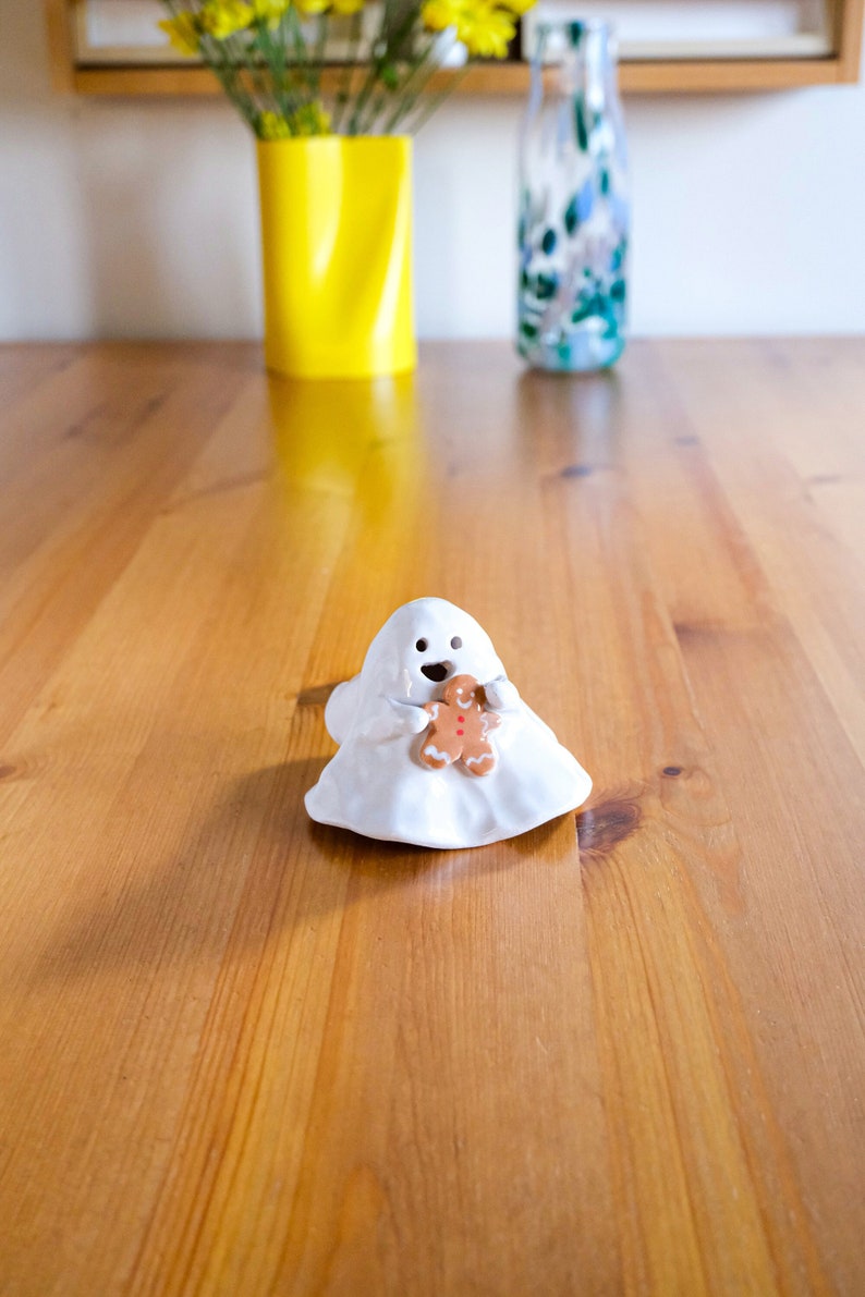 Gingerbread Man Ghost Ceramic Incense Burner Handmade Cute Ornament Christmas Decor Candle Holder Home Design image 1