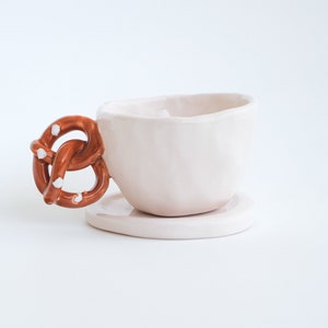 Pretzel Espresso Cup Handmade Ceramic Unique Cups for Coffee Lovers Home Kitchen Decoration Valentines Day Gift for her image 5