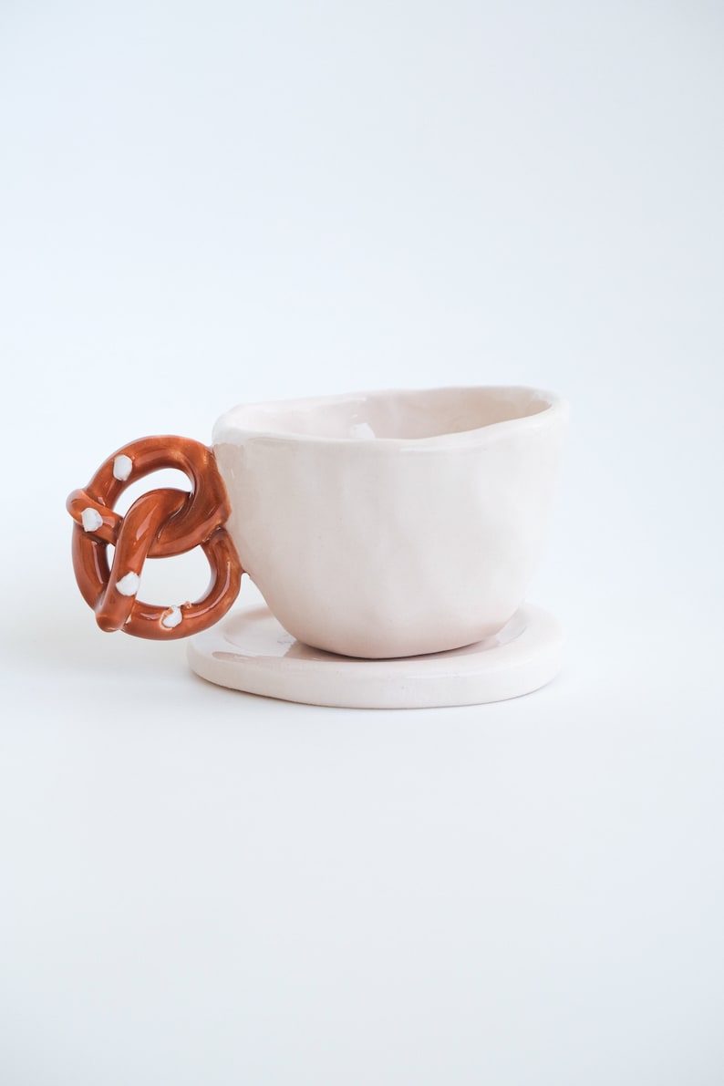 Pretzel Espresso Cup Handmade Ceramic Unique Cups for Coffee Lovers Home Kitchen Decoration Valentines Day Gift for her image 5