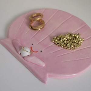 Seashell Jewelry Dish | Handmade Ceramic Seashell Plate Unique Ring Holder Jewelry holder Jewelry Tray Valentines Day Wedding Proposal Gift