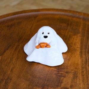 Croissant Ghost Ceramic Incense Burner Handmade Cute Ornament Halloween Decor Candle Holder Home Design Valentines Day Gift Made to order image 10