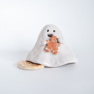 Gingerbread Man Ghost Ceramic Incense Burner Handmade Cute Ornament Christmas Decor Candle Holder Home Design image 5