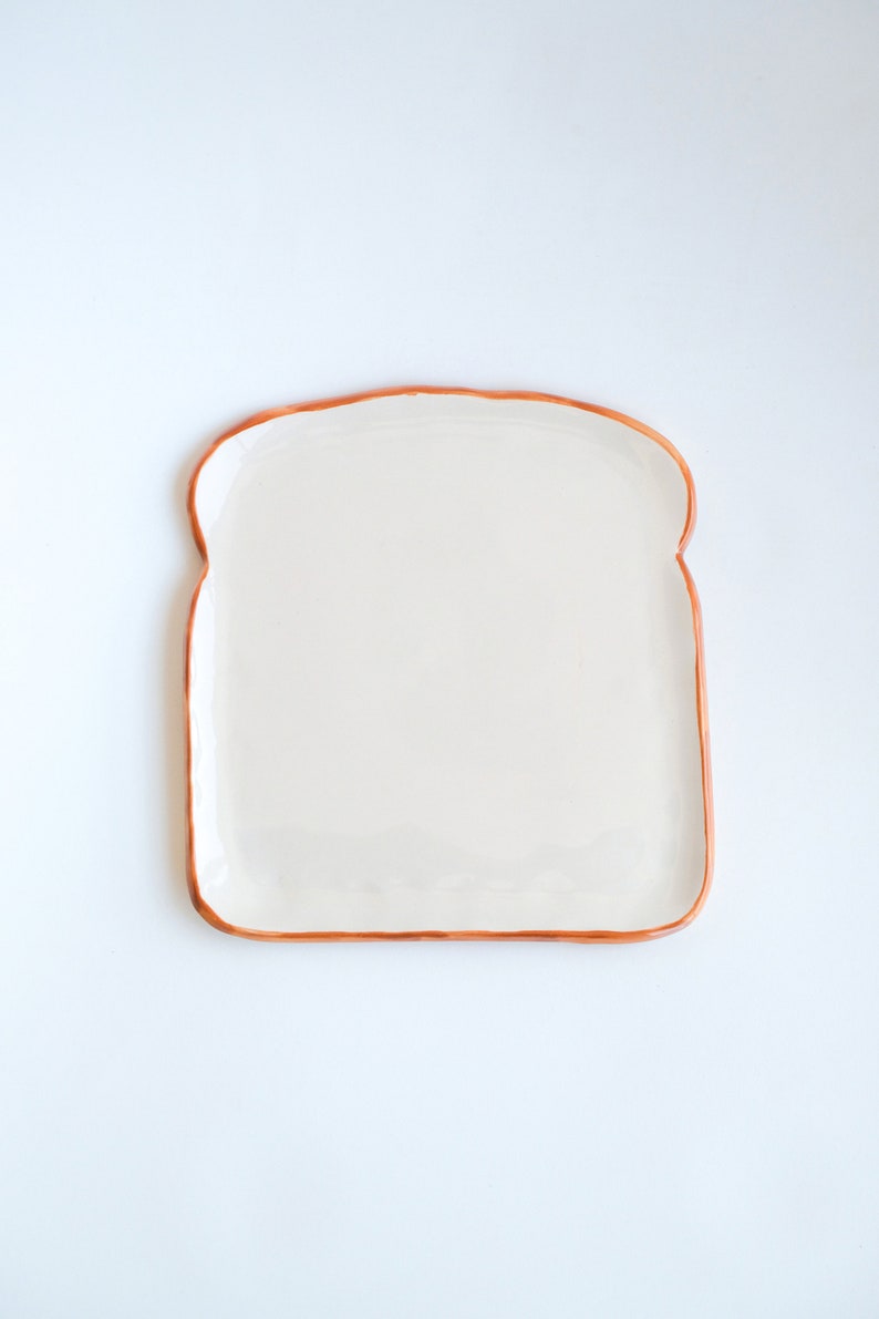 Toast Plate Large Handmade Ceramic Bakery Collection Kitchen Decor Pottery Dish Unique Funny Ceramics Bread Dessert Plate image 10