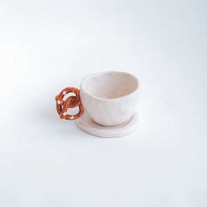 Pretzel Espresso Cup Handmade Ceramic Unique Cups for Coffee Lovers Home Kitchen Decoration Valentines Day Gift for her image 6