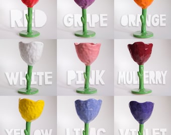 Handmade Ceramic Tulip Goblet Unique Flower Pottery Cup Vine Goblet Pottery Goblet Pottery Cup