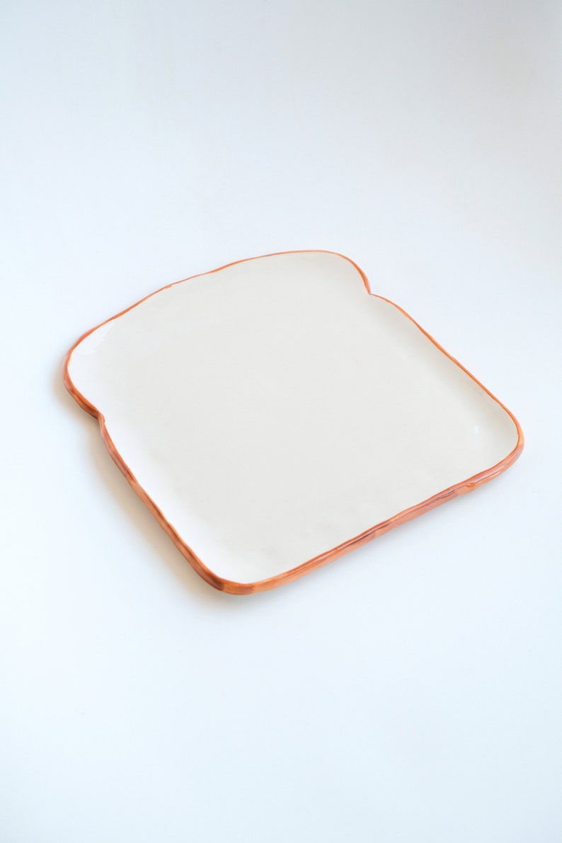 Toast Plate Large Handmade Ceramic Bakery Collection Kitchen Decor Pottery Dish Unique Funny Ceramics Bread Dessert Plate image 8