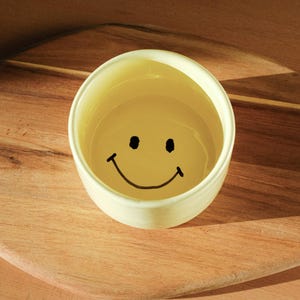 Smiley Cup Handmade Ceramic Beverage Tumbler Unique Pottery Mug Colorful Kitchen Decor Yellow Coffee Cup