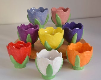 Handmade Tulip Ice Cream Bowl  || With Color Options Handmade Ceramic Cup Goblet Vine Unique Ceramic Flower Tumbler Valentines Day Gift