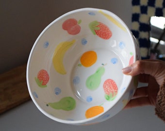 Large Fruity Bowl | Handmade, Ceramic, Pottery, Serving, Decorative for Kitchen