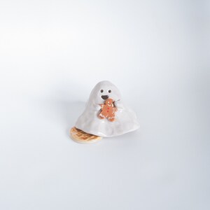 Gingerbread Man Ghost Ceramic Incense Burner Handmade Cute Ornament Christmas Decor Candle Holder Home Design image 8