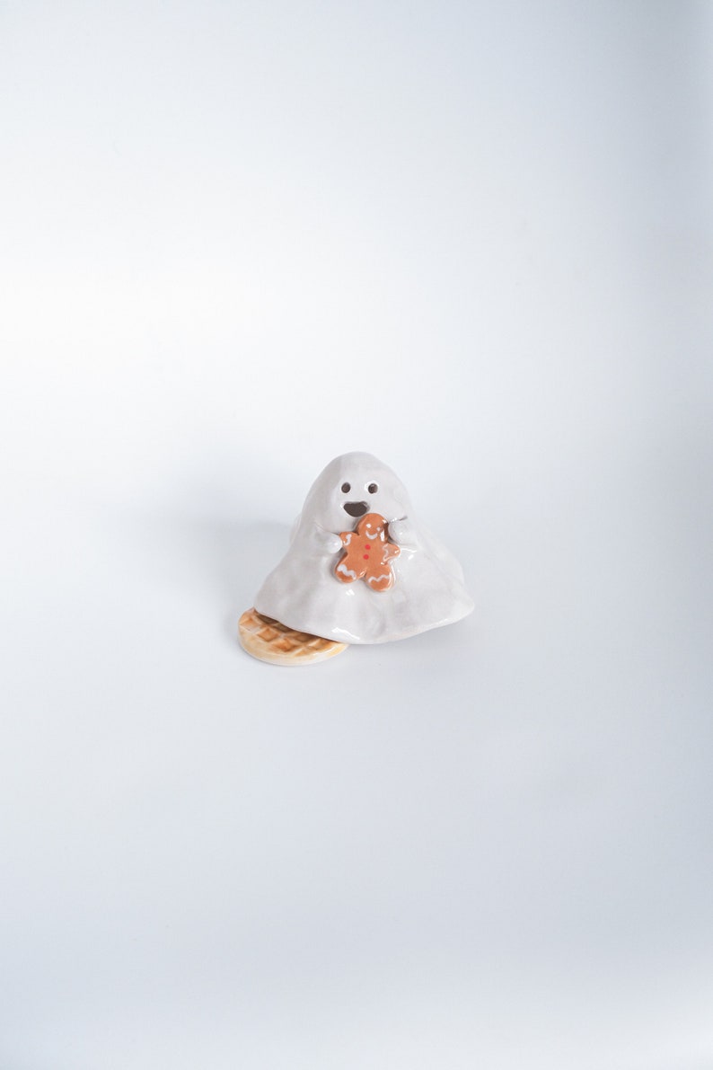 Gingerbread Man Ghost Ceramic Incense Burner Handmade Cute Ornament Christmas Decor Candle Holder Home Design image 8