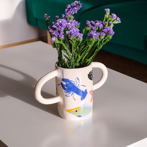 Handmade Ceramic Undersea Vase: Sardines & Fish Home Decor