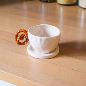 Pretzel Espresso Cup Handmade Ceramic Unique Cups for Coffee Lovers Home Kitchen Decoration Valentines Day Gift for her image 8