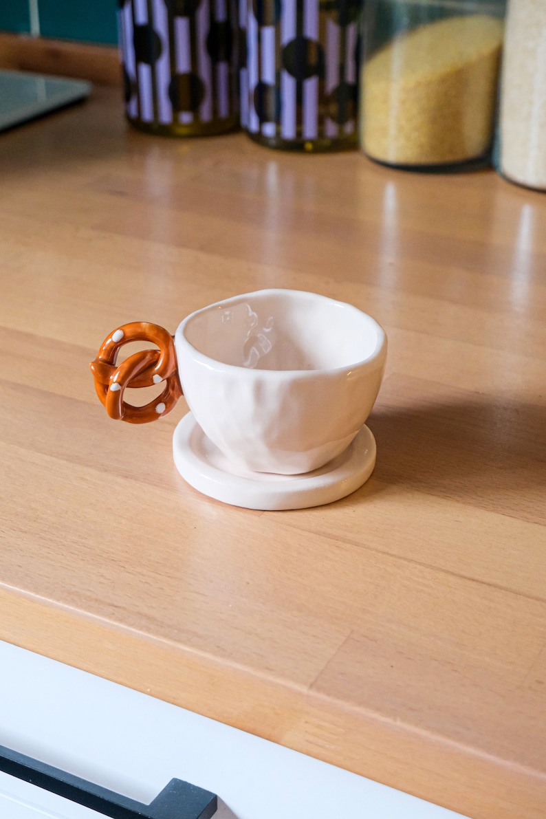 Pretzel Espresso Cup Handmade Ceramic Unique Cups for Coffee Lovers Home Kitchen Decoration Valentines Day Gift for her image 8