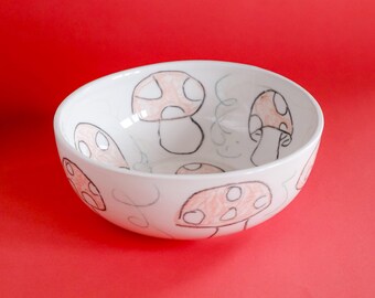Large Mushroom Bowl | Handmade Ceramic, Pottery, Serving, Decorative for Kitchen