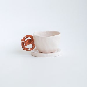 Pretzel Espresso Cup Handmade Ceramic Unique Cups for Coffee Lovers Home Kitchen Decoration Valentines Day Gift for her image 3