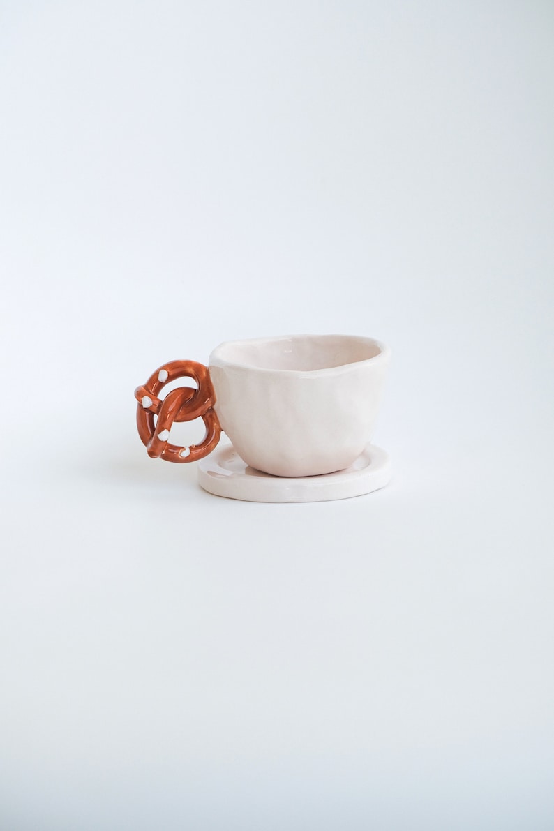 Pretzel Espresso Cup Handmade Ceramic Unique Cups for Coffee Lovers Home Kitchen Decoration Valentines Day Gift for her image 3