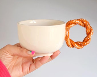 Handmade Ceramic Simit / Bagel Mug | 10 Oz, 300 ml, Unique, Funny, Cool Coffee Mug for Collection and Daily Usage, Handmade Ceramic Mug