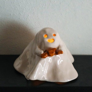 Croissant Ghost Ceramic Incense Burner Handmade Cute Ornament Halloween Decor Candle Holder Home Design Valentines Day Gift Made to order image 9