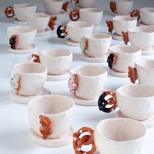 Pretzel Espresso Cup Handmade Ceramic Unique Cups for Coffee Lovers Home Kitchen Decoration Valentines Day Gift for her image 7