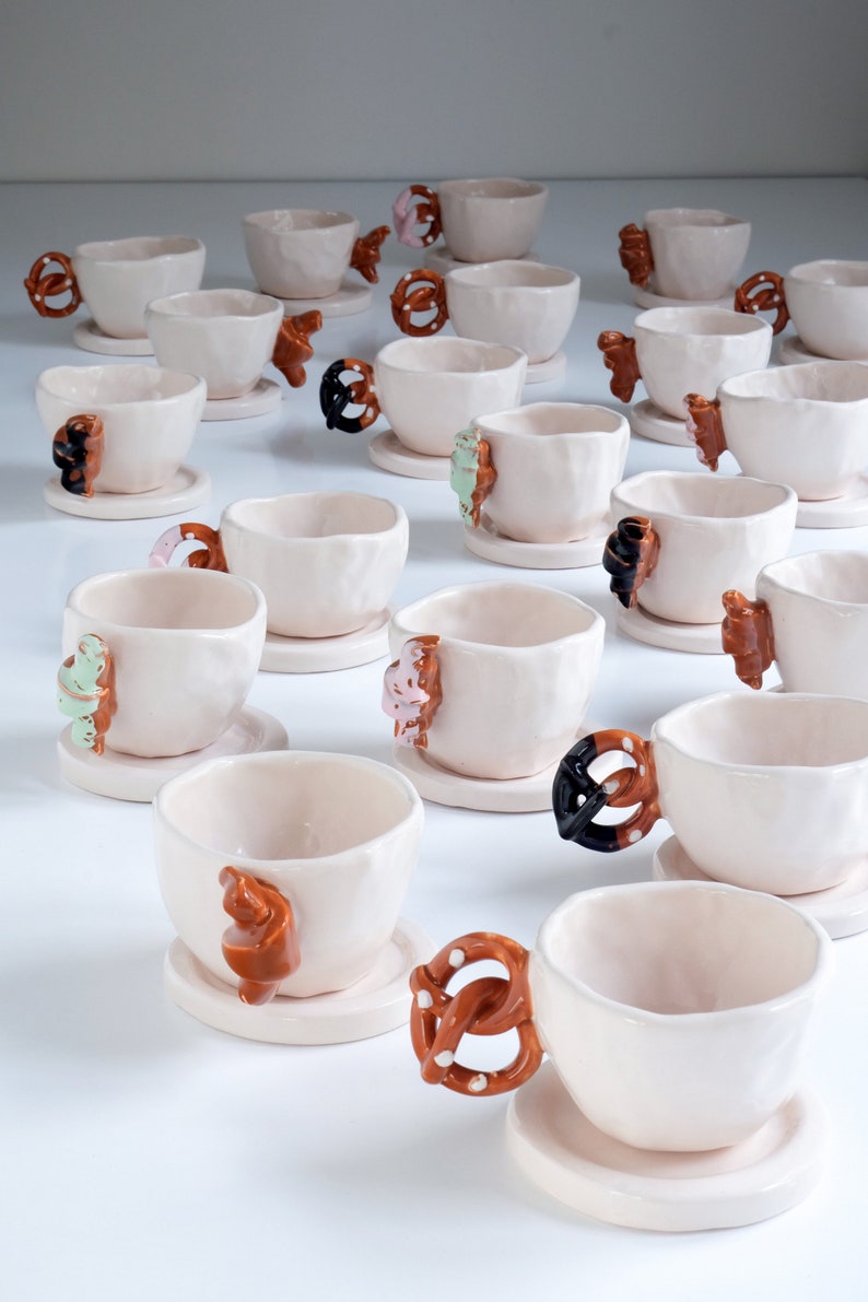 Pretzel Espresso Cup Handmade Ceramic Unique Cups for Coffee Lovers Home Kitchen Decoration Valentines Day Gift for her image 7