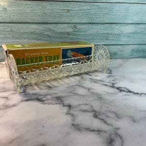 Vintage Crystal Cut Cracker Tray
