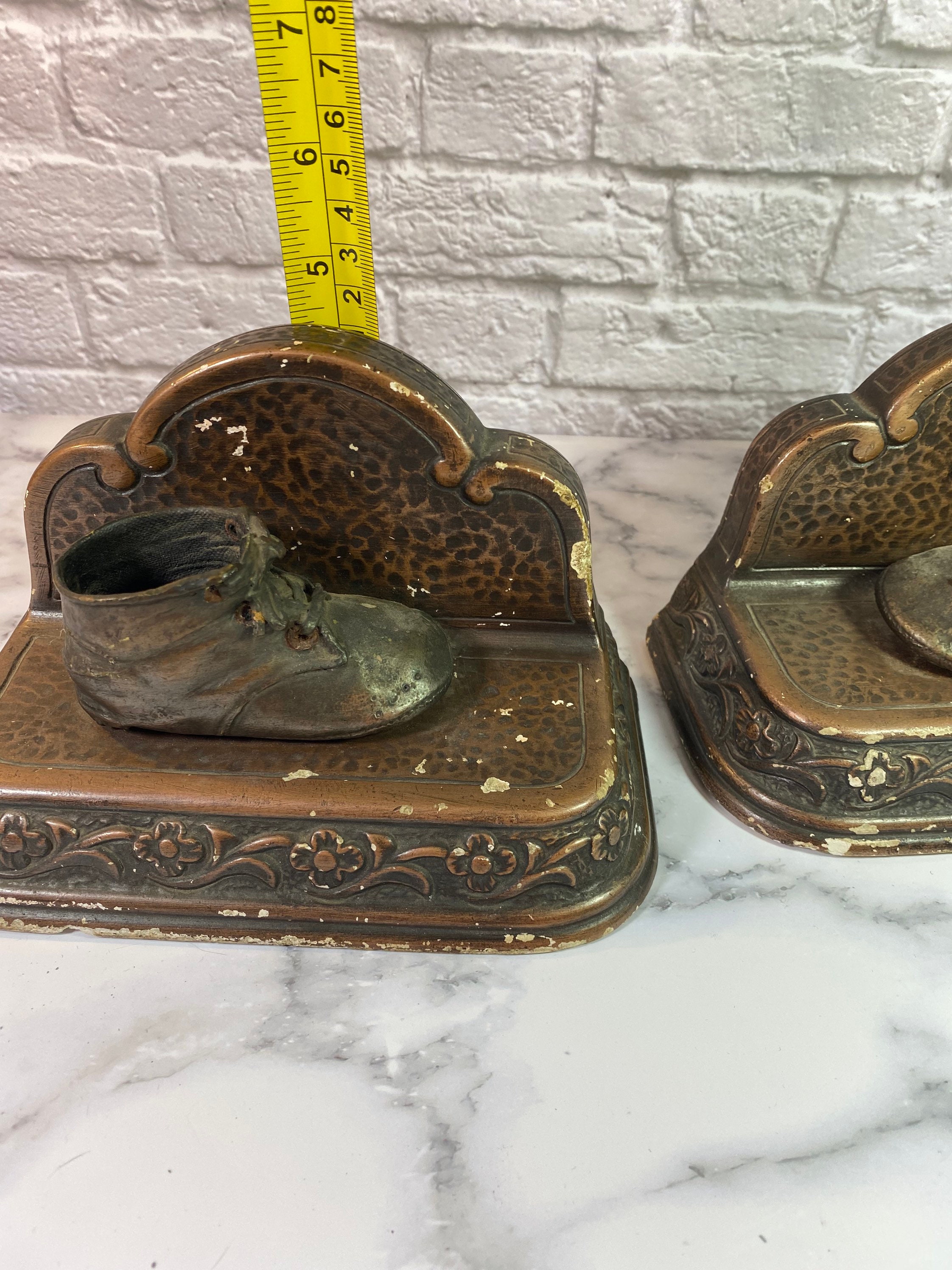 Vintage Bronze Baby Shoe Bookends Etsy
