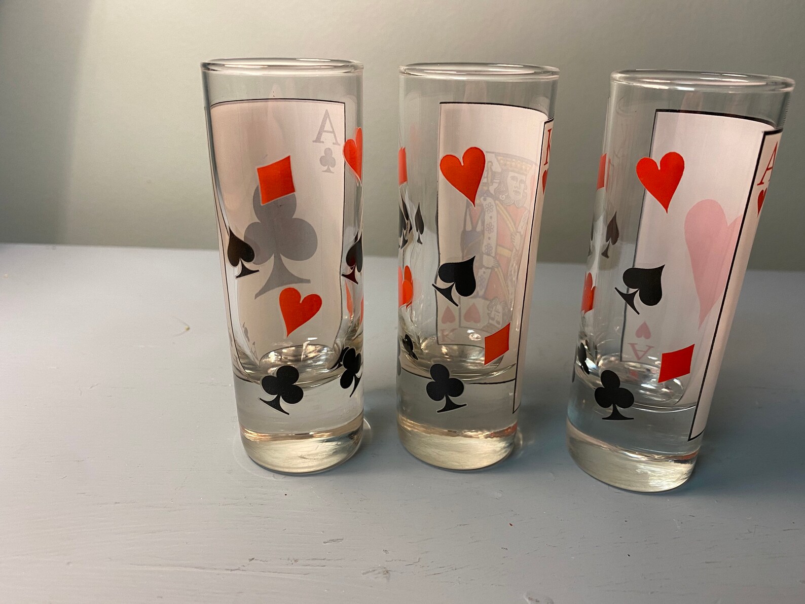 Vintage Playing Card Shot Glasses Set of 3 Etsy